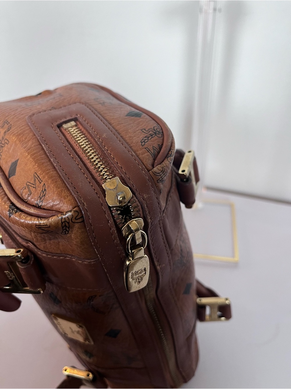 MCM SMALL COGNAC VISETOS BOSTON BAG. - Picture 9 of 13